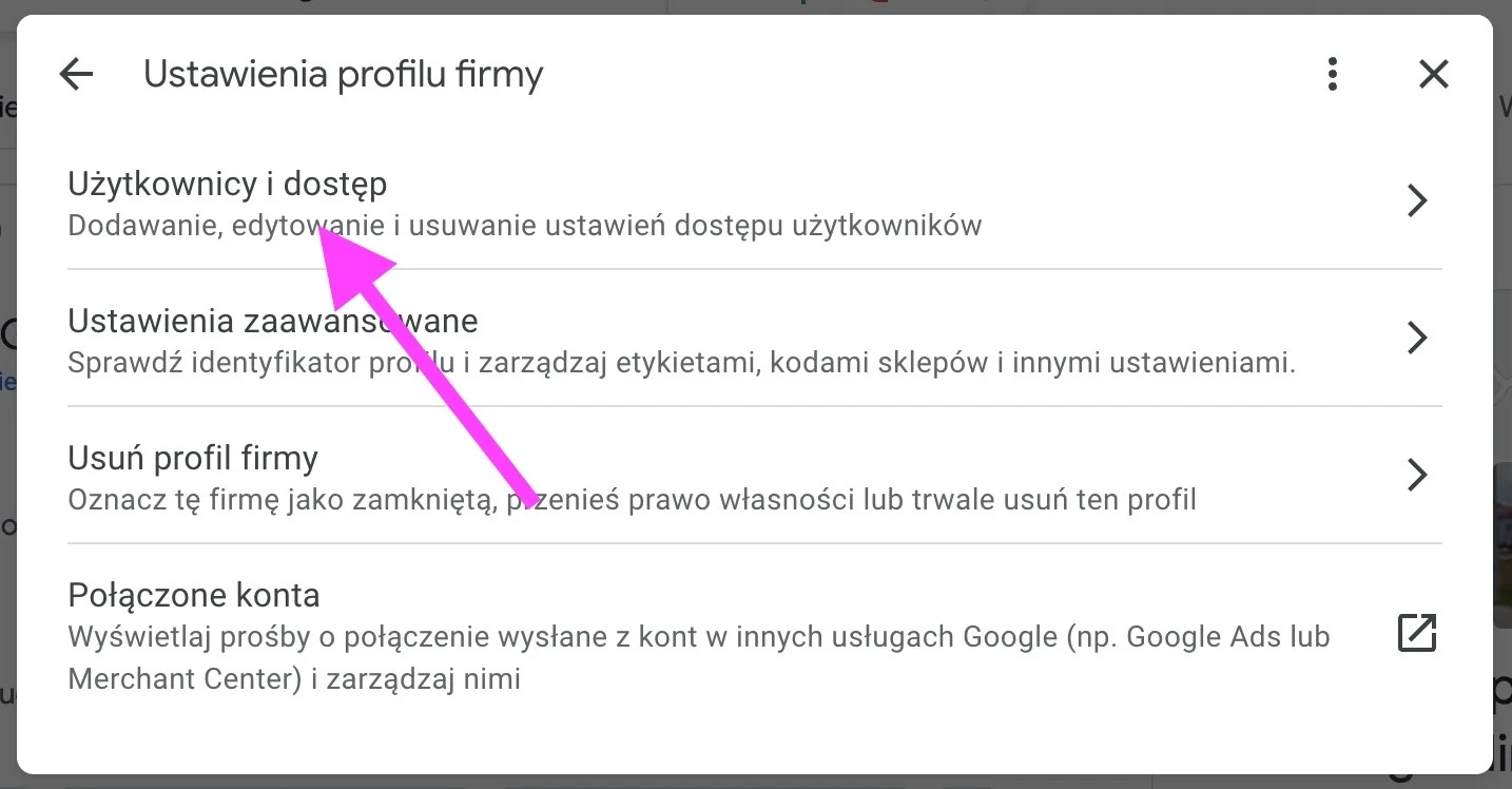 Sekcja Użytkownicy i dostęp - znajdź i kliknij w tę opcję