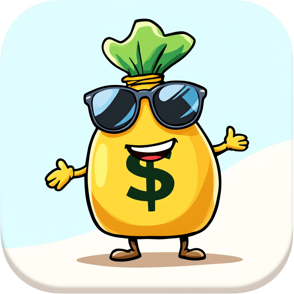 Freepik app logo a playful cartoonstyle money bag characte 53636